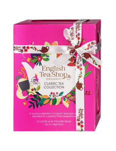 KOLEKCJA HERBAT I HERBATEK KLASYCZNYCH BIO PIRAMIDKI (CLASSIC RÓŻOWE – 12 SMAKÓW) (12 x 2 g) 24 g - ENGLISH TEA SHOP ORGANIC