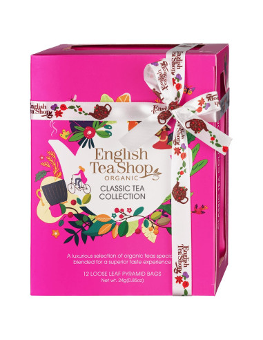 KOLEKCJA HERBAT I HERBATEK KLASYCZNYCH BIO PIRAMIDKI (CLASSIC RÓŻOWE – 12 SMAKÓW) (12 x 2 g) 24 g - ENGLISH TEA SHOP ORGANIC