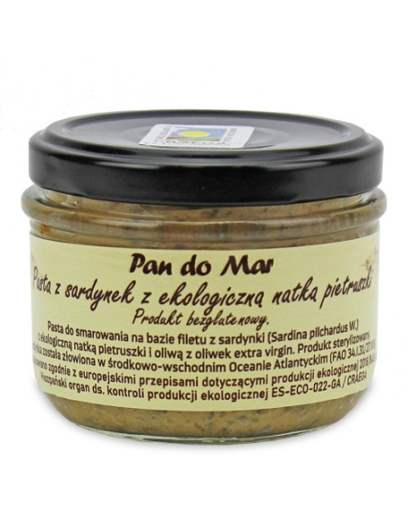 PASTA Z SARDYNEK Z BIO NATKĄ PIETRUSZKI BEZGLUTENOWA 125 g (SŁOIK) - PAN DO MAR