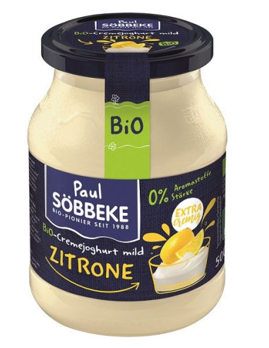 JOGURT KREMOWY CYTRYNOWY BIO 500 g (SŁOIK) - SOBBEKE