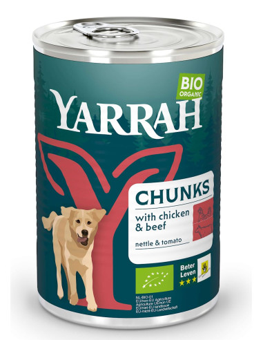 (DLA PSA DOROSŁEGO) KARMA Z WOŁOWINĄ, POKRZYWĄ I POMIDOREM BIO 405 g - YARRAH