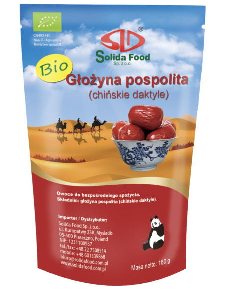 GŁOŻYNA POSPOLITA SUSZONA BIO 180 g - SOLIDA FOOD