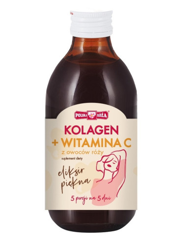 ELIKSIR PIĘKNA - KOLAGEN + WITAMINA C Z OWOCÓW RÓŻY 250 ml - POLSKA RÓŻA