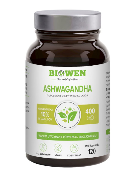 ASHWAGANDHA EKSTRAKT (400 mg) 120 KAPSUŁEK - BIOWEN