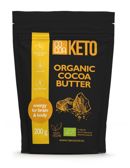 TŁUSZCZ KAKAOWY BEZGLUTENOWY KETO BIO 200 g - COCOA