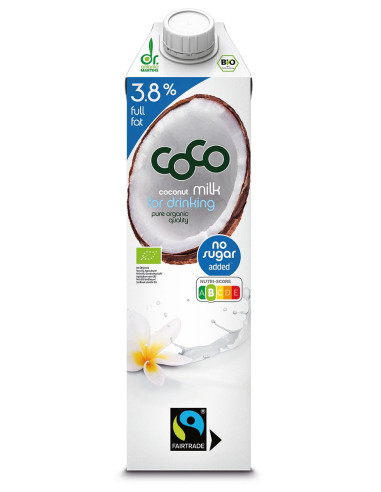 COCONUT MILK - NAPÓJ KOKOSOWY DO PICIA 3,8 % TŁUSZCZU BEZ DODATKU CUKRÓW FAIR TRADE BIO 1 L - COCO (DR MARTINS)