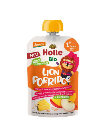 MUS OWSIANKOWY LEW (JABŁKO - RYŻ - MANGO - ANANAS - QUINOA) BEZ DODATKU CUKRÓW OD 1 ROKU DEMETER BIO 110 g - HOLLE