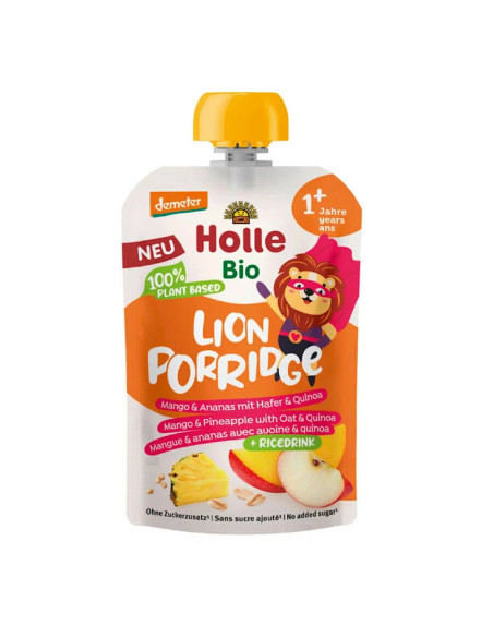 MUS OWSIANKOWY LEW (JABŁKO - RYŻ - MANGO - ANANAS - QUINOA) BEZ DODATKU CUKRÓW OD 1 ROKU DEMETER BIO 110 g - HOLLE