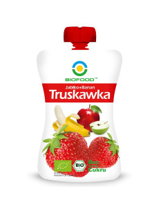 MUS JABŁKO - BANAN - TRUSKAWKA BEZ DODATKU CUKRÓW BEZGLUTENOWY BIO 200 g - BIOFOOD
