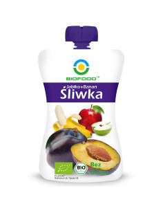 MUS JABŁKO - BANAN - ŚLIWKA BEZ DODATKU CUKRÓW BEZGLUTENOWY BIO 200 g - BIOFOOD