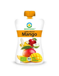 MUS JABŁKO - BANAN - MANGO BEZ DODATKU CUKRÓW BEZGLUTENOWY BIO 200 g - BIOFOOD
