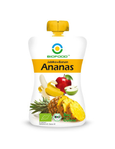 MUS JABŁKO - BANAN - ANANAS BEZ DODATKU CUKRÓW BEZGLUTENOWY BIO 200 g - BIOFOOD