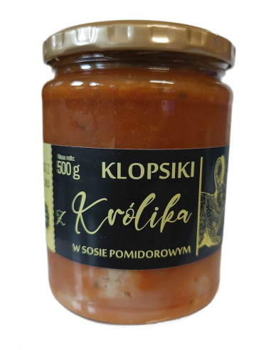 KLOPSIKI Z KRÓLIKA W SOSIE POMIDOROWYM 500 g - AMCIU