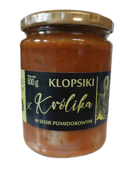 KLOPSIKI Z KRÓLIKA W SOSIE POMIDOROWYM 500 g - AMCIU