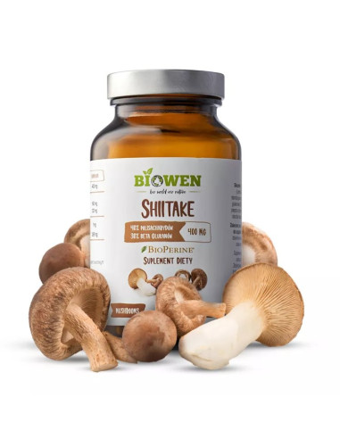 GRZYBY SHIITAKE EKSTRAKT (400 mg) BEZGLUTENOWY 90 KAPSUŁEK - BIOWEN