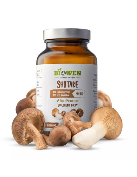GRZYBY SHIITAKE EKSTRAKT (400 mg) BEZGLUTENOWY 90 KAPSUŁEK - BIOWEN