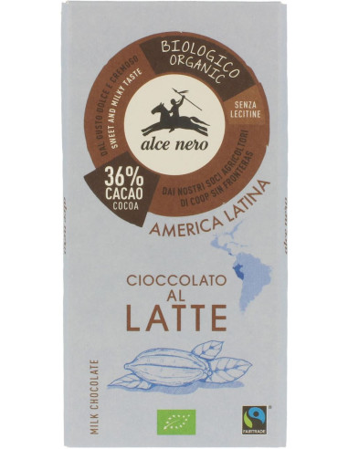 CZEKOLADA MLECZNA FAIR TRADE BIO 100 g - ALCE NERO
