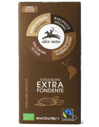 CZEKOLADA GORZKA 75 % FAIR TRADE BEZGLUTENOWA BIO 100 g - ALCE NERO