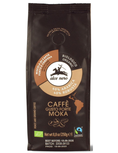 KAWA MIELONA ARABICA/ROBUSTA STRONG FAIR TRADE BIO 250 g - ALCE NERO