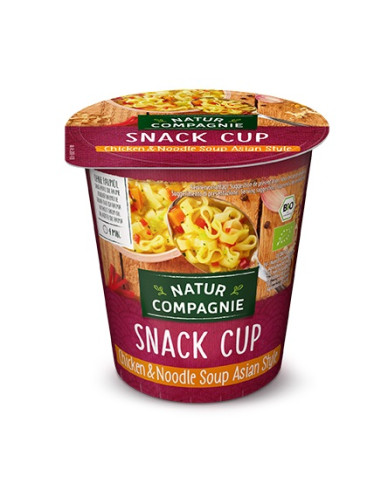 ZUPA BŁYSKAWICZNA W KUBKU Z MAKARONEM I KURCZAKIEM W STYLU AZJATYCKIM BIO 55 g - NATUR COMPAGNIE