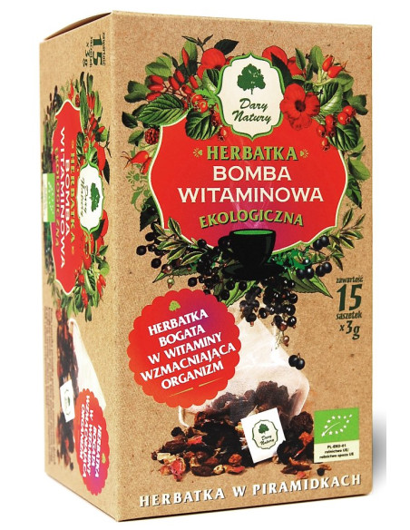 HERBATKA BOMBA WITAMINOWA PIRAMIDKI BIO (15 x 3 g) 45 g - DARY NATURY