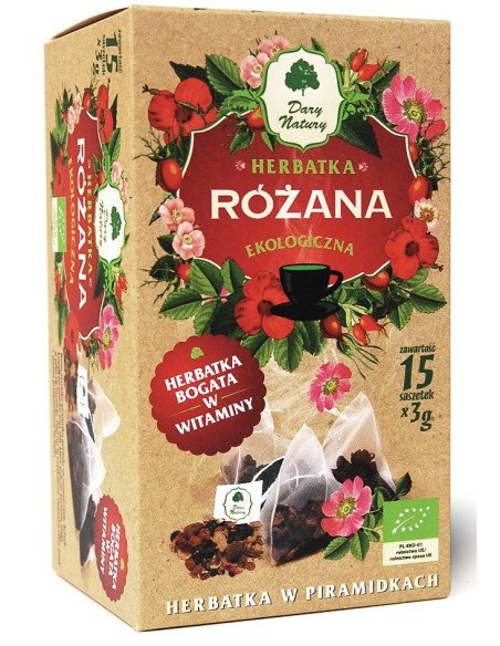 HERBATKA RÓŻANA PIRAMIDKI BIO (15 x 3 g) 45 g - DARY NATURY