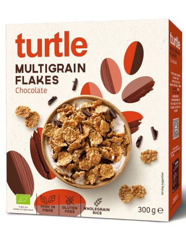 PŁATKI ZBOŻOWE Z WIÓRKAMI CZEKOLADOWYMI BEZGLUTENOWE BIO 300 g - TURTLE