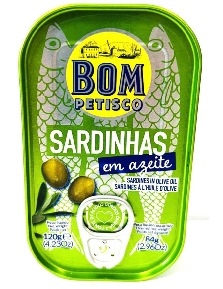 SARDYNKI PORTUGALSKIE W OLIWIE Z OLIWEK 120 g (84 g)  - BOM PETISCO