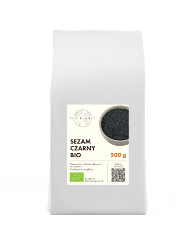 SEZAM CZARNY NIEŁUSKANY BIO 500 g - THE PLANET