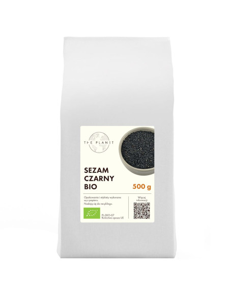 SEZAM CZARNY NIEŁUSKANY BIO 500 g - THE PLANET