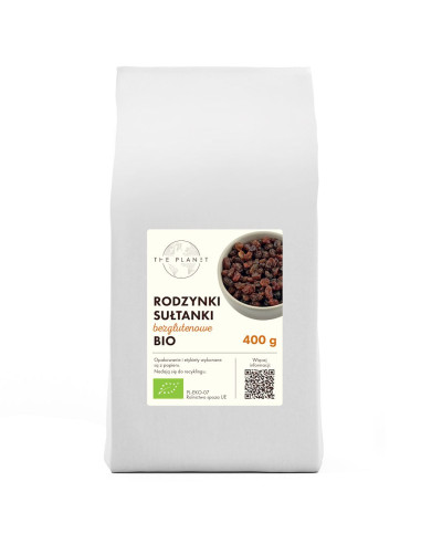 RODZYNKI SUŁTANKI BEZGLUTENOWE BIO 400 g - THE PLANET