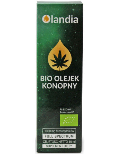 OLEJEK KONOPNY 10 % (1000 mg FITOSKŁADNIKÓW) BIO 10 ml - OLANDIA