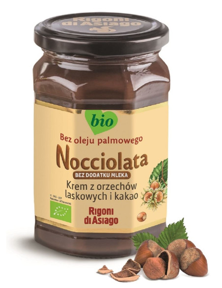 KREM WEGAŃSKI Z ORZECHÓW LASKOWYCH I KAKAO BEZGLUTENOWY BIO 250 g - RIGONI DI ASIAGO (NOCCIOLATA)