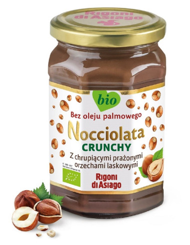 KREM Z ORZECHÓW LASKOWYCH I KAKAO CRUNCHY BEZGLUTENOWY BIO 250 g - RIGONI DI ASIAGO (NOCCIOLATA)