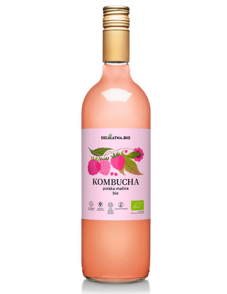 KOMBUCHA MALINOWA BIO 750 ml - DELIKATNA