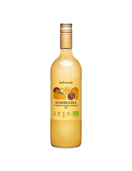 KOMBUCHA TROPIKALNE MANGO Z MARAKUJĄ BIO 750 ml - DELIKATNA
