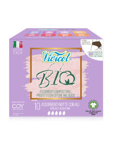 PODPASKI HIGIENICZNE ZE SKRZYDEŁKAMI NA NOC ECO 10 szt. - VIVICOT