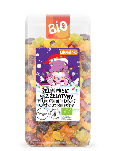 ŻELKI MISIE BEZ ŻELATYNY BEZGLUTENOWE BIO 500 g - BIOMINKI (EDYCJA ŚWIĄTECZNA)(PRODUKT SEZONOWY)
