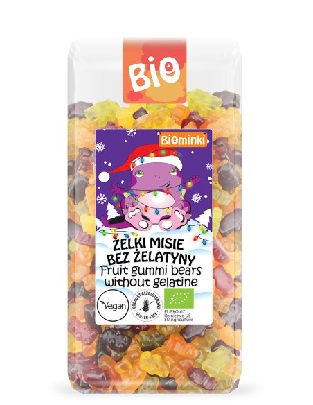 ŻELKI MISIE BEZ ŻELATYNY BEZGLUTENOWE BIO 500 g - BIOMINKI (EDYCJA ŚWIĄTECZNA)(PRODUKT SEZONOWY)