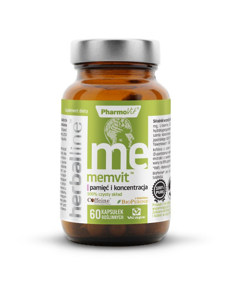 KAPSUŁKI NA PAMIĘĆ I KONCENTRACJĘ (MEMVIT) BEZGLUTENOWE 60 szt. - PHARMOVIT (HERBALLINE)