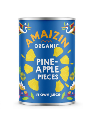 ANANAS KAWAŁKI W SOKU WŁASNYM BIO 400 g (250 g) - AMAIZIN