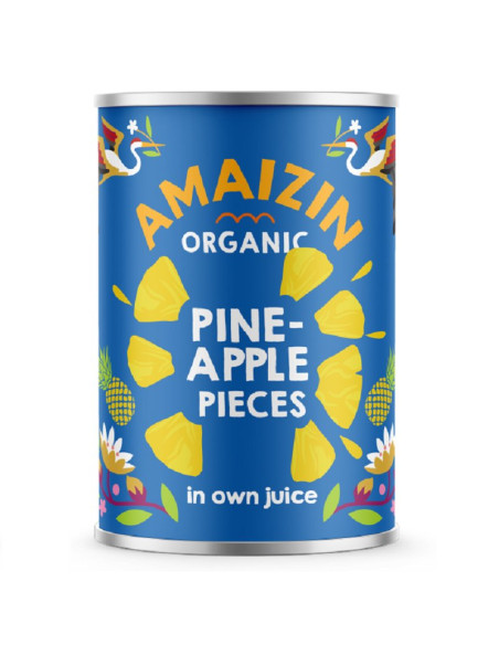 ANANAS KAWAŁKI W SOKU WŁASNYM BIO 400 g (250 g) - AMAIZIN