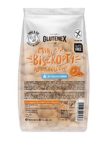 BISZKOPTY MINI POMARAŃCZOWE BEZ DODATKU CUKRÓW BEZGLUTENOWE 85 g - GLUTENEX