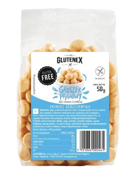 GROSZEK PTYSIOWY BEZ DODATKU CUKRÓW BEZGLUTENOWY 50 g - GLUTENEX