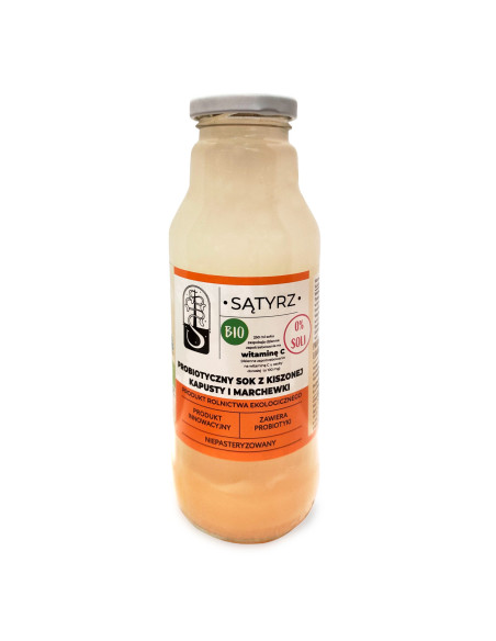 PROBIOTYCZNY SOK Z KISZONEJ KAPUSTY I MARCHEWKI BEZ SOLI BIO 300 ml - SĄTYRZ