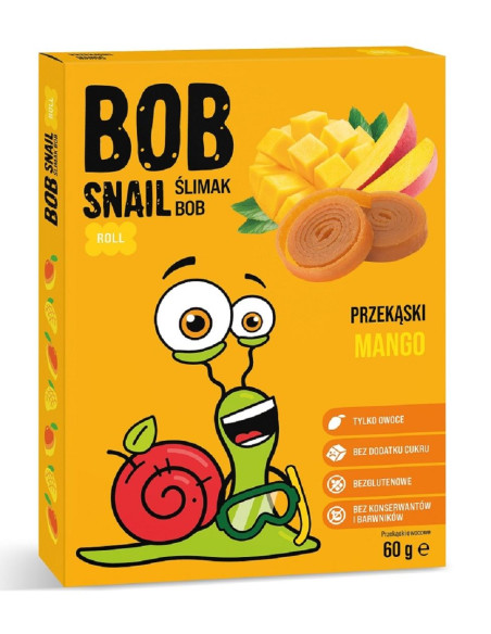 PRZEKĄSKA ROLL MANGO BEZ DODATKU CUKRÓW BEZGLUTENOWA 60 g - BOB SNAIL