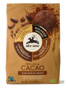 CIASTKA KAKAOWE Z ZIARNAMI KAKAO FAIR TRADE BIO 250 g - ALCE NERO