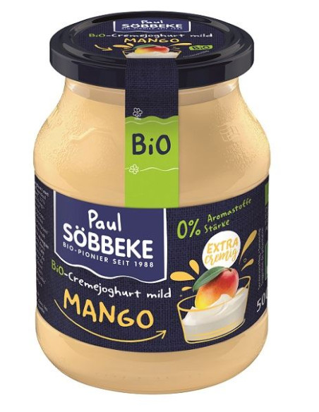 JOGURT KREMOWY MANGO BIO 500 g (SŁOIK) - SOBBEKE