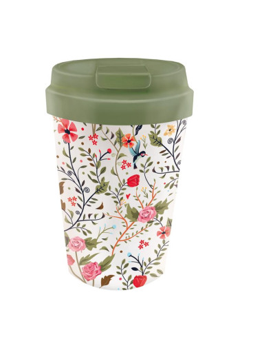 KUBEK PODRÓŻNY PTAKI I KWIATY 350 ml - CHIC-MIC
