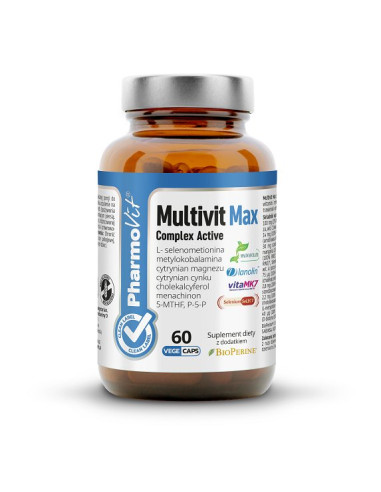 MULTIWITAMINA (MULTIVIT MAX COMPLEX ACTIVE) BEZGLUTENOWE 60 KAPSUŁEK - PHARMOVIT (CLEAN LABEL)